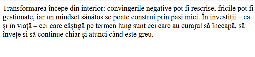 Testimonial participanți eveniment Money 360 - 10
