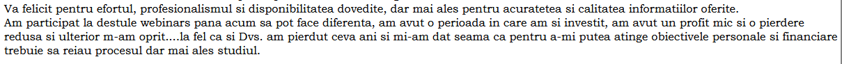 Testimonial participanți eveniment Money 360 - 12