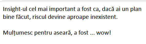Testimonial participanți eveniment Money 360 - 23